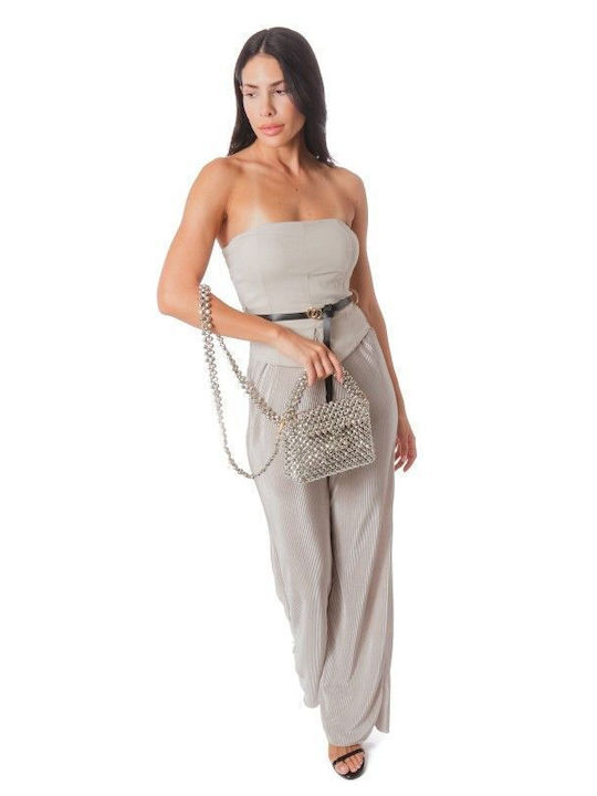 Grey Strapless Jumpsuit