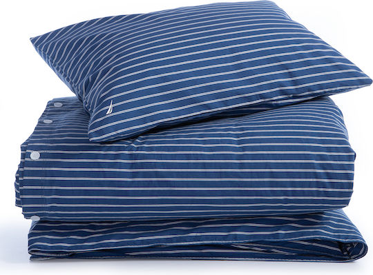 Nef-Nef Homeware Σετ Παπλωματοθήκη Βαμβακερή Υπέρδιπλη με 2 Μαξιλαροθήκες 240x220cm Nau Coast Navy