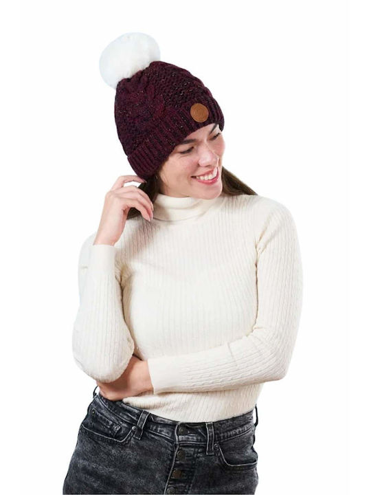 Cabaia Beanie Unisex Beanie Knitted in Burgundy color