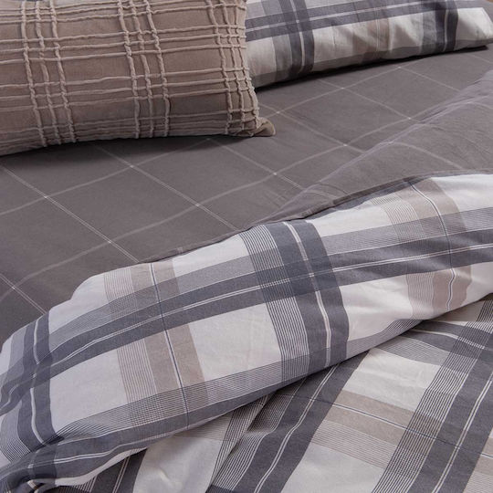 Nef-Nef Homeware Duvet Cover Set Cotton Single with Pillowcase 160x230 Highlar Grey