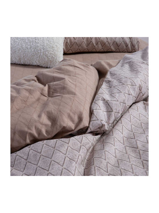 Nef-Nef Homeware Duvet Cover Set Flannel Single with Pillowcase 160x230 Torredo Beige