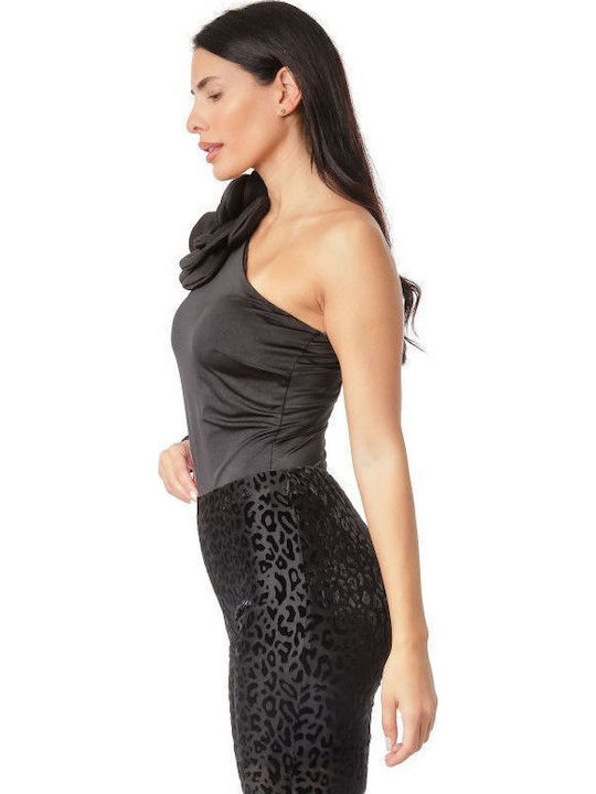 One Shoulder Bodysuit Black