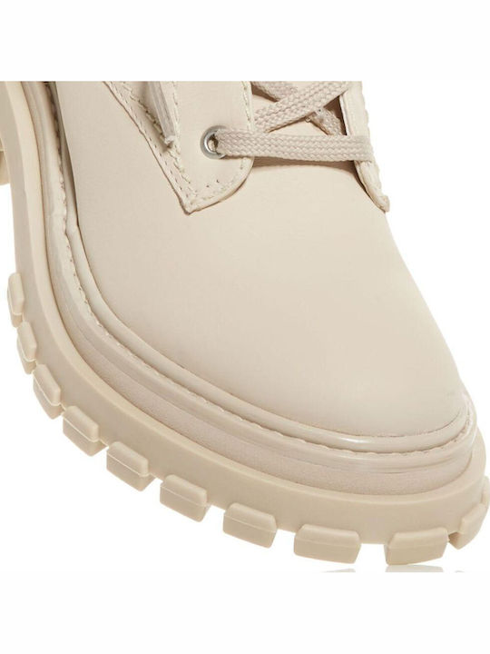 Leather Women's Ankle Boots Beige