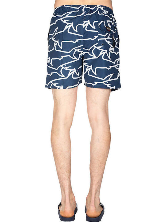 Paul & Shark Swim Shorts 22415054 13-white Sharks On Navy Paul & Shark Swim Shorts 22415054 13-white Sharks On Navy