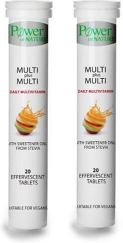 Power Of Nature Multi Plus Multi Multivitamin for Energy Peach 2 x 20 effervescent tablets