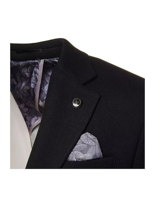 Massimo Dutti Ανδρικό Σακάκι με Στενή Εφαρμογή Black