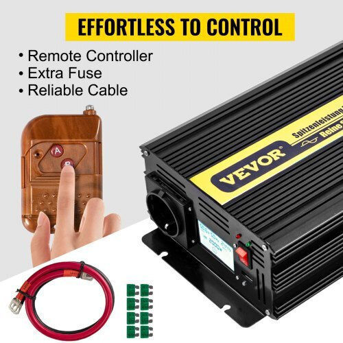 Vevor Car Inverter Pure Sinewave 2500W to Converter 12V DC in 230V AC