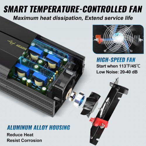 Vevor Inverter Αυτοκινήτου Καθαρού Ημιτόνου 3000W για Μετατροπή 12V DC σε 230V AC