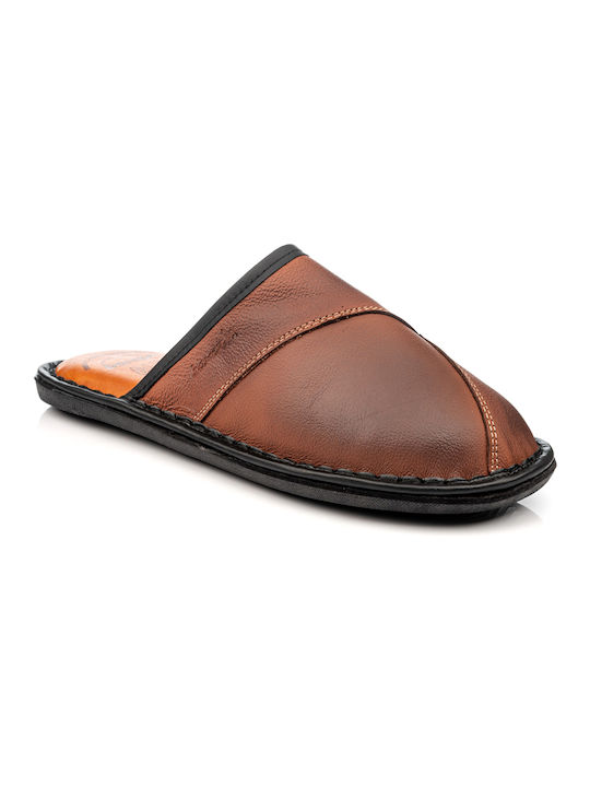 Boxer Men's Leather Slippers Brown