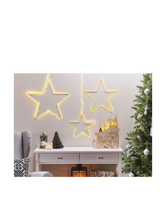 Beliani Lumarko Set 3 Silver Led Star Hanging Decorations Kunnari