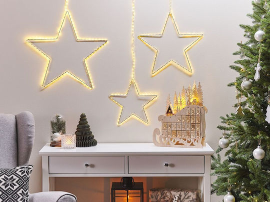 Beliani Lumarko Set 3 Silber LED Stern Hängedekorationen Kunnari