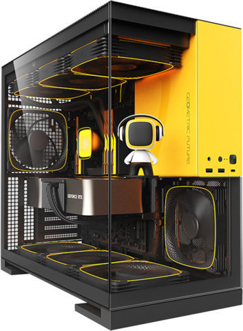 Geometric Future Model 5 Gaming Midi Tower Computer Case with Side Window Yellow