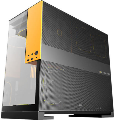 Geometric Future Model 5 Gaming Midi Tower Computer Case with Side Window Yellow
