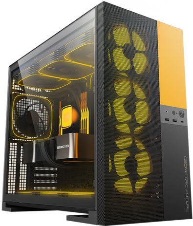 Geometric Future Model 5 Vent Gaming Midi Tower Κουτί Υπολογιστή με Πλαϊνό Παράθυρο Κίτρινο