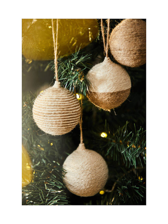 Hanging Ball Ornament Ornament Beige 4cm Set 4pcs