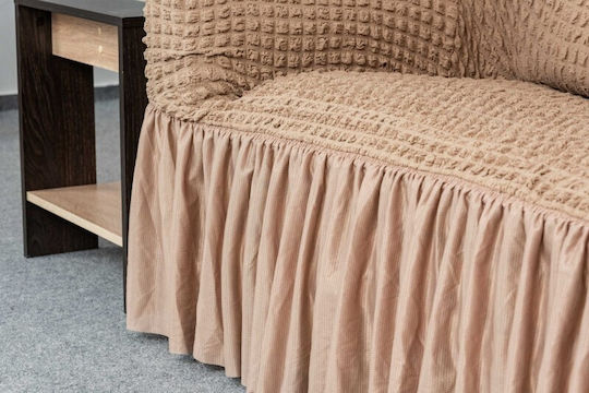 Elastic Cover for Corner Sofa with Skirt Cvr-cgv-dark beige