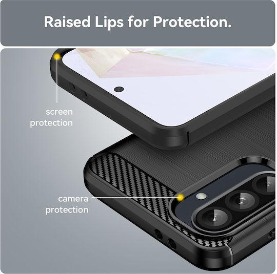 Techsuit Carbon Umschlag Rückseite Silikon Schwarz (Samsung Galaxy A36 5G - Techsuit)