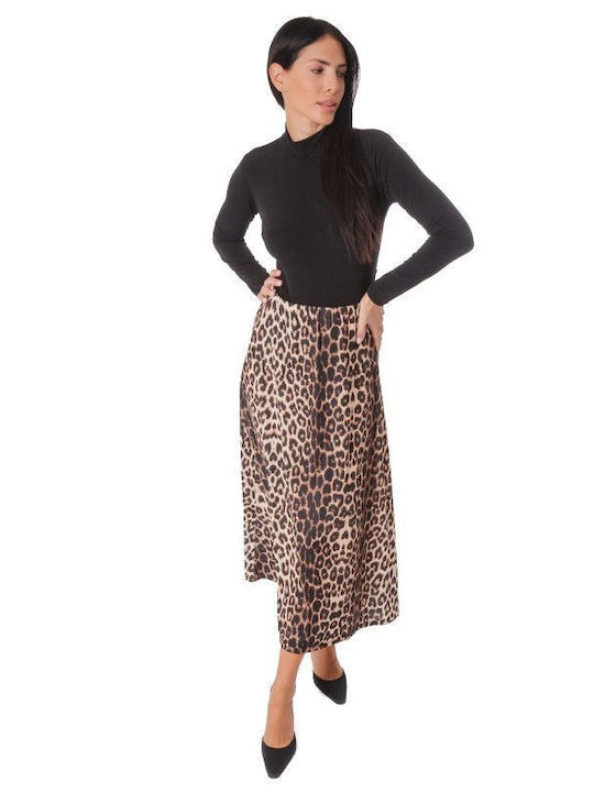 Silia D Midi Skirt Leopard Animal Print