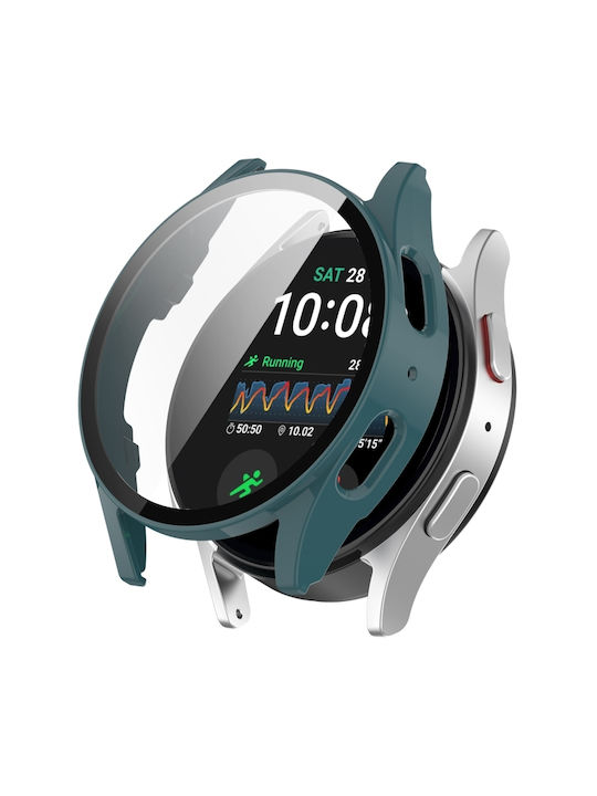 Carcasă de protecție impermeabilă pentru Samsung Galaxy Watch 7 40mm PC+Film călit încorporat, Verde Pin