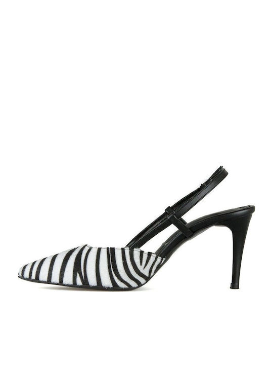 Γόβες με Λουράκι Animal Print Μαύρες