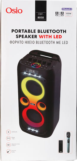 Osio Boxă Karaoke cu Microfon Fără Fir și Efecte de Iluminare OBT-8050 OBT-8050 Negru