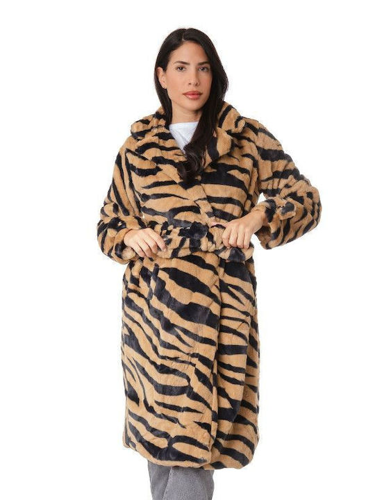 Silia D Women's Long Fur Animal Print