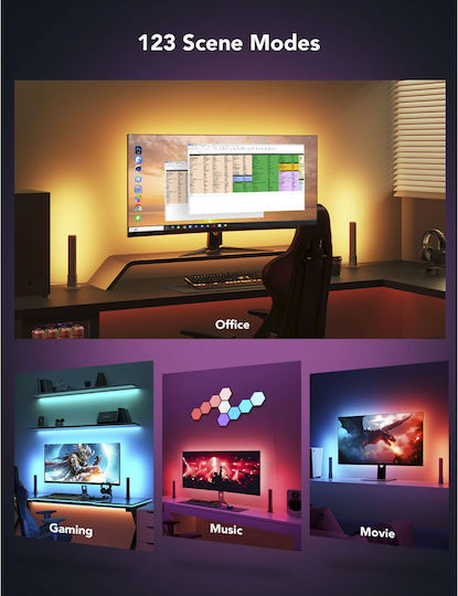 Govee Smart Ταινία LED PC Monitor Pro Kit Wi-Fi Τηλεόρασης RGB Φως 2m με Τροφοδοτικό