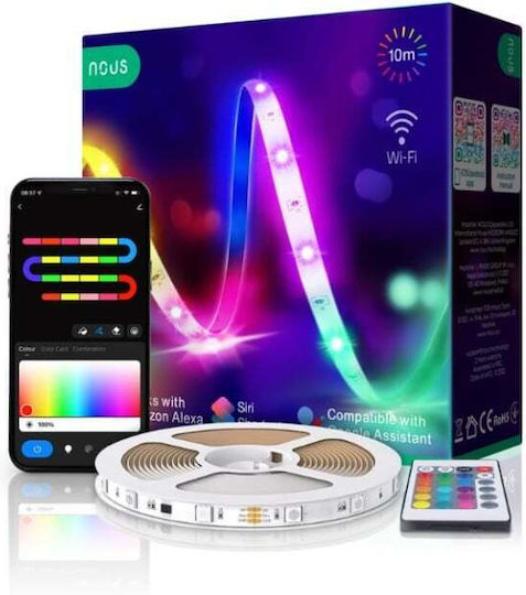 Nous Smart LED Strip Wi-Fi 220V RGB Light 10m Type SMD5050 with Power Supply, Remote Control & WiFi Controller