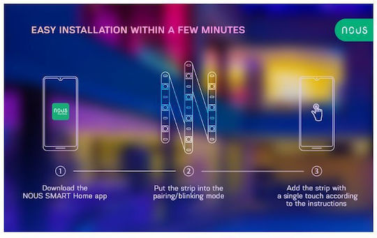 Nous Inteligent Bandă LED Wi-Fi RGB Lumină 5m Tip SMD5050