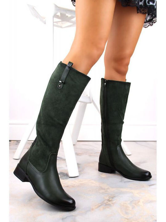 Damenstiefel mit Pelz Grün