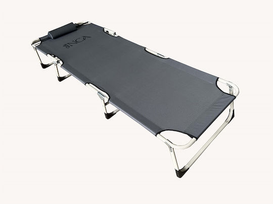 Inca Foldable Metallic Beach Sunbed Gray with Pillow 193x70x30cm