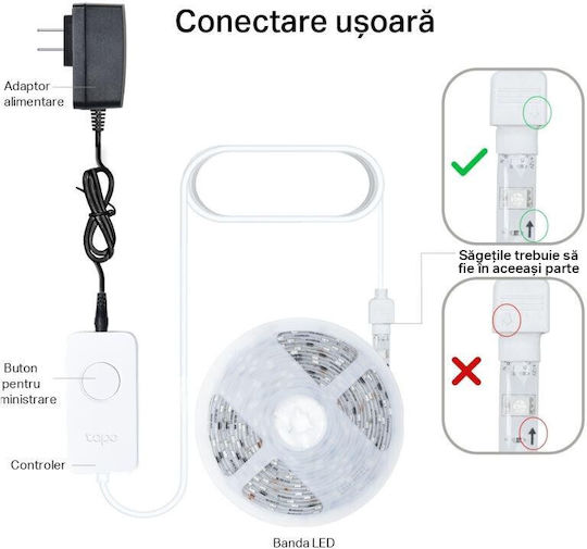 TP-LINK Smart Ταινία LED Wi-Fi USB 5V RGB Φως 5m με Τροφοδοτικό