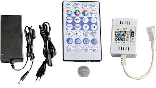 V-TAC Smart Ταινία LED Wi-Fi 24V RGB Φως 5m Τύπου SMD5050 με Τροφοδοτικό, Τηλεχειριστήριο & WiFi Controller