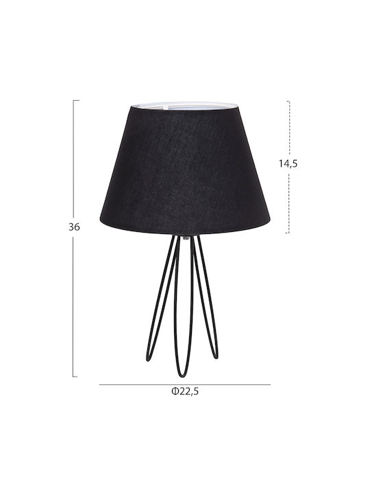 HomeMarkt Metal Table Lamp for Socket E27 with Black Shade and Base