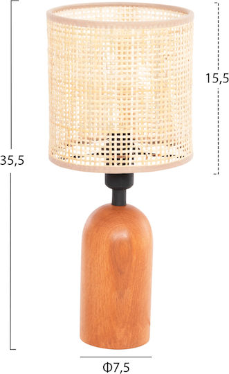 HomeMarkt Lyktur Πορτατίφ για Ντουί E14 με Μπεζ Καπέλο και Καφέ Βάση