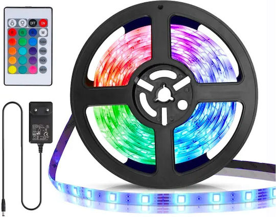 Aigostar Αδιάβροχη Ταινία LED USB 5V RGB Φως 5m Τύπου SMD5050 με Τροφοδοτικό & Τηλεχειριστήριο