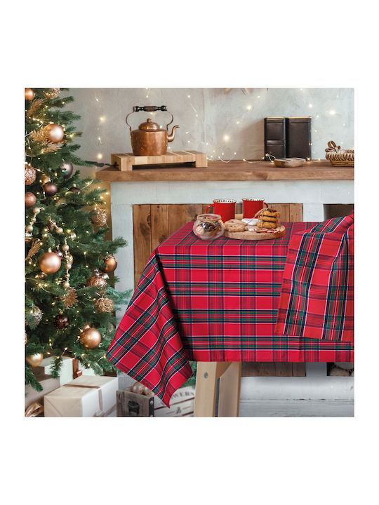 Das Home Christmas Tablecloth Runner Fabric Red L140xW45cm.