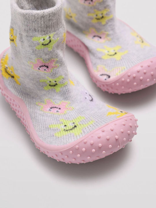 Ysabel Mora Kinder Haussocken Grey/Pink