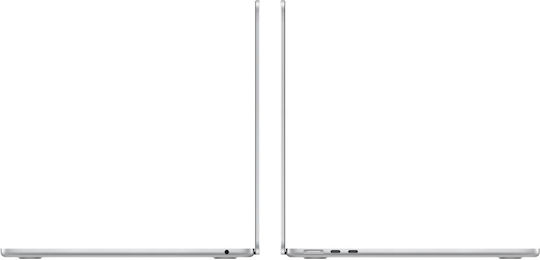 Apple MacBook Air 13" (2024) 13.6" Retina Display (M3-8-ядрен/16GB/256GB SSD/10-Core GPU) с 30W Зарядно устройство Сребрист (Английски (САЩ) Клавиатура)