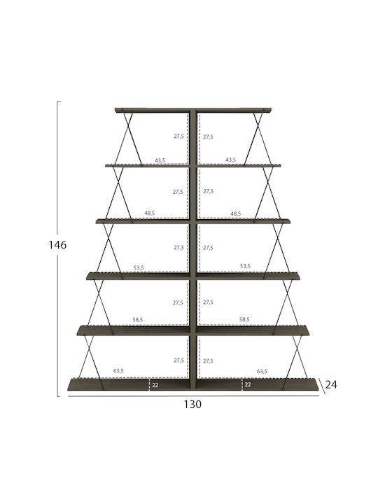 Bookcases Mini Olive Grey - Black 2pcs 65x24x146cm