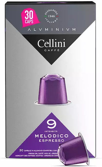 Cafea Italiană Espresso Melodico Compatibil Nespresso Cellini Aluminiu 30 Capsule
