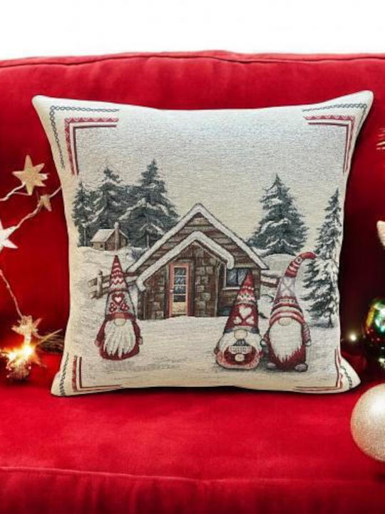 Linea Home Husă Decorativă de Crăciun pentru Pernă Pătrată Bej 45x45buc