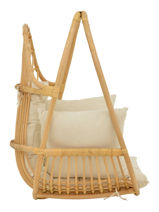 Κρεμαστή Κούνια Jorg Pakoworld Φυσικό Rattan-κρεμ Μαξιλάρι 80x59x105εκ 1 Τμχ