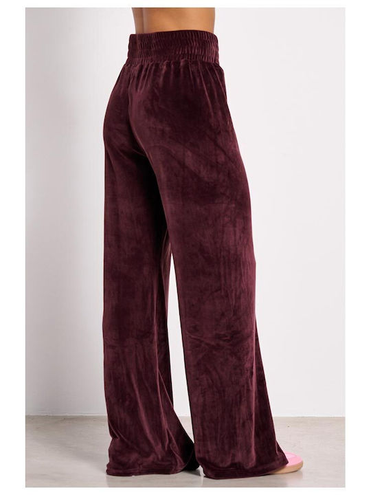 BodyTalk High Waist Sweatpants Wide Velvet Bordeaux