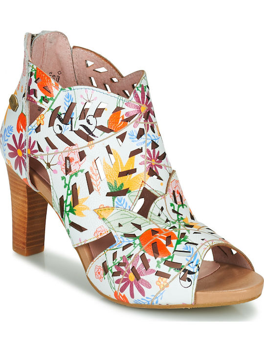 Leather Women's Ankle Boots with Ankle Strap White
