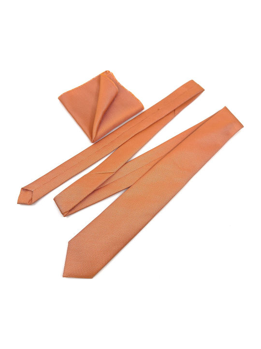 Legend Accessories Σετ Ανδρικής Γραβάτας Μονόχρωμη σε Πορτοκαλί Χρώμα
