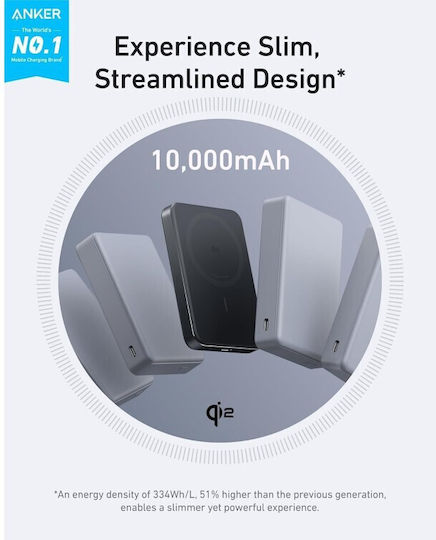 Anker MagGo MagSafe Power Bank 10000mAh 15W Μαύρο