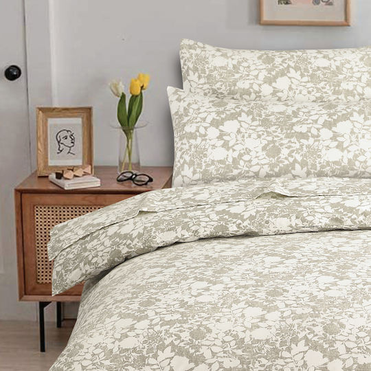 Casa Colori Set Dublu 4buc 140x200+30cm cu Elastic Annie Bej