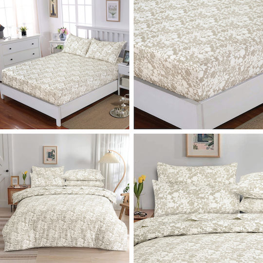 Casa Colori Set Cearșafuri Dublu cu Elastic 140x200+30cm. Annie Bej 4buc