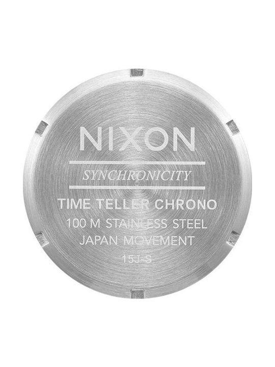 Nixon Time Teller Ανδρικό Ρολόι Χρονογράφος Μπαταρίας με Ασημί Μεταλλικό Μπρασελέ